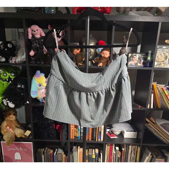 Motel Raffita Mini Skirt in Pinstripe Grey - Picture 2 of 2